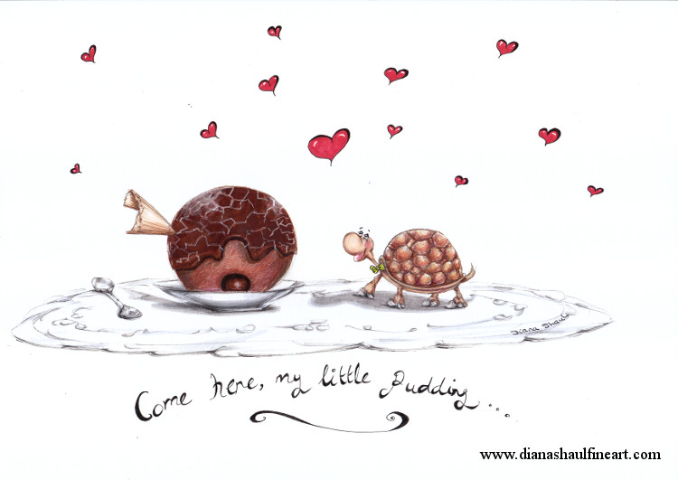 This tortoise has fallen in love... with a chocolate pudding!