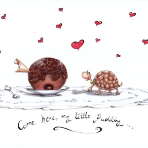 This tortoise has fallen in love... with a chocolate pudding!