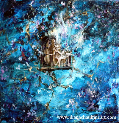 Fantasy painting of a fairy at the hidden door to Fairyland.