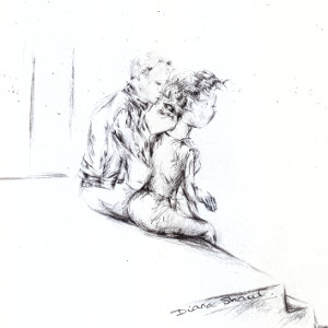 A drawing of a couple to accompany a story of unconditional love.